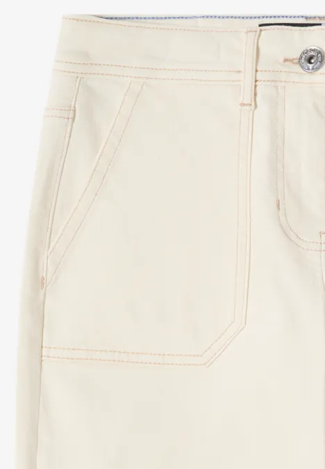 Jeans met opgezette zakken pearl beige