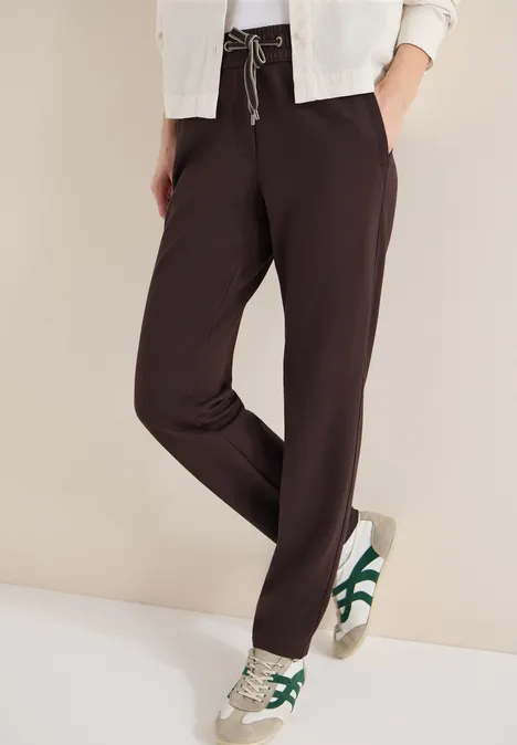 Broek in effen kleur macchiato brown