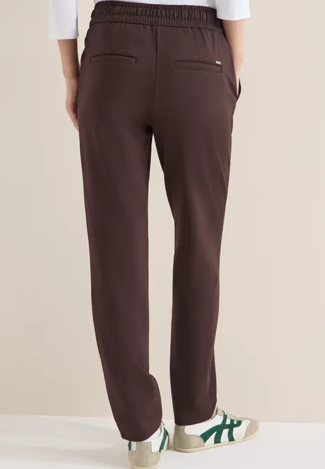 Broek in effen kleur macchiato brown