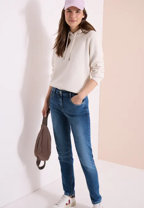 High Waist Slim Leg Jeans im Slim Fit mid blue used wash High Waist Slim Leg Jeans im Slim Fit mid blue used wash