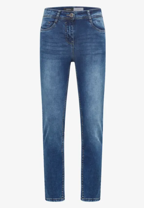 High Waist Slim Leg Jeans im Slim Fit mid blue used wash High Waist Slim Leg Jeans im Slim Fit mid blue used wash