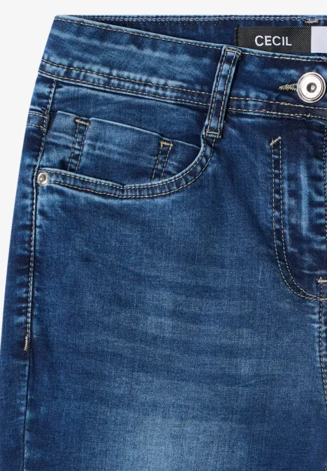 High Waist Slim Leg Jeans im Slim Fit mid blue used wash High Waist Slim Leg Jeans im Slim Fit mid blue used wash