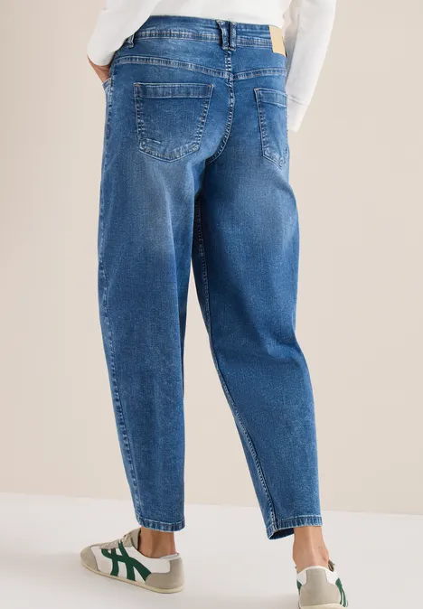 High Waist Barrel Leg Jeans en Loose Fit mid blue wash