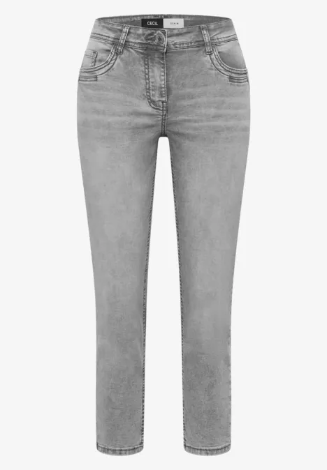Mid Waist Slim Legs jeans in casual fit mid grey used wash Mid Waist Slim Legs jeans in casual fit mid grey used wash