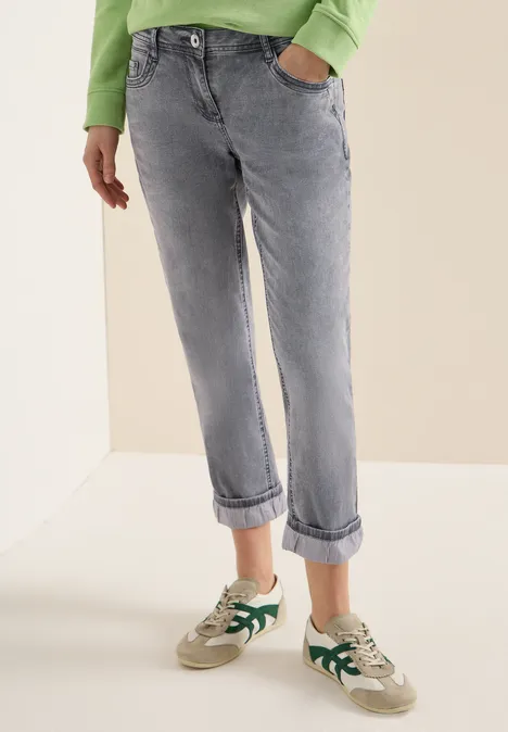Mid Waist Straight Leg Jeans en coupe casual light grey wash