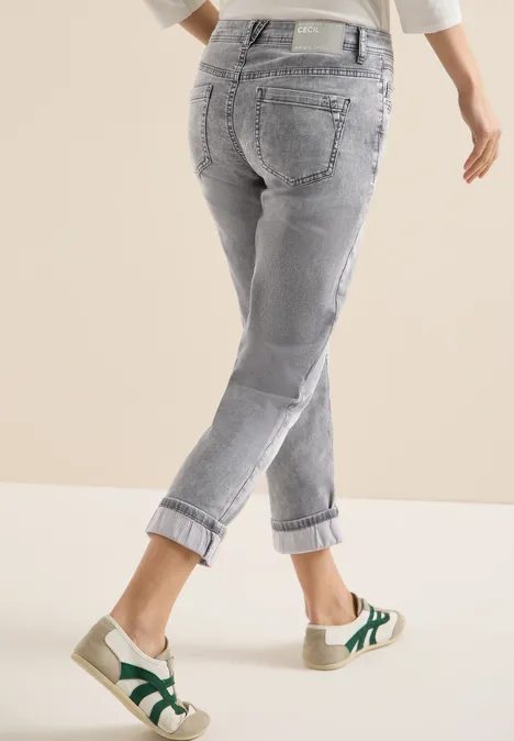 Mid Waist Straight Leg Jeans en coupe casual light grey wash