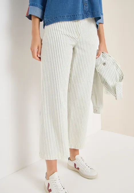 Jeans Wide Legs rayé vanilla white