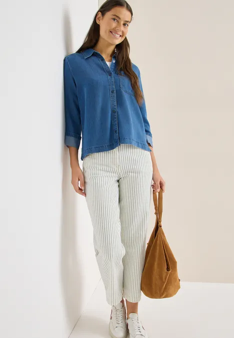 Jeans Wide Legs rayé vanilla white