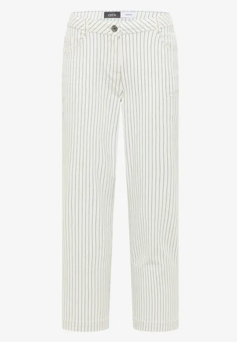 Jeans Wide Legs rayé vanilla white