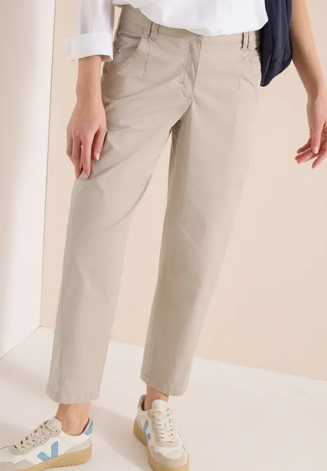 Mid Waist Barrel Leg Hose im Casual Fit grain beige