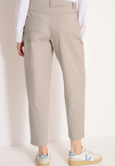 Mid Waist Barrel Leg Hose im Casual Fit grain beige