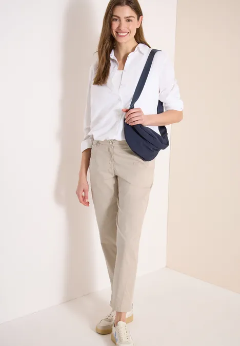 Mid Waist Barrel Leg Hose im Casual Fit grain beige