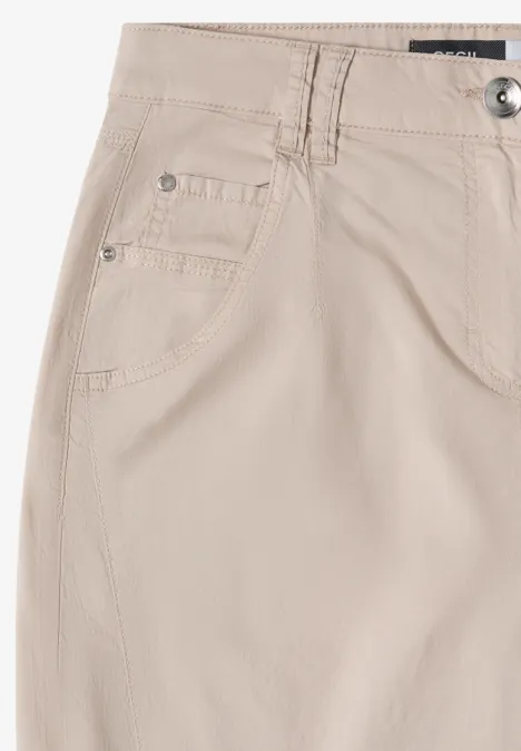 Mid Waist Barrel Leg Hose im Casual Fit grain beige