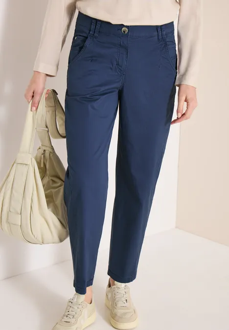 Mid Waist broek met wijde pijpen in casual pasvorm sporty denim blue