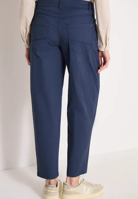 Mid Waist broek met wijde pijpen in casual pasvorm sporty denim blue