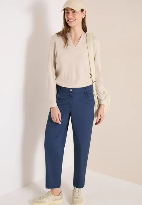 Mid Waist broek met wijde pijpen in casual pasvorm sporty denim blue