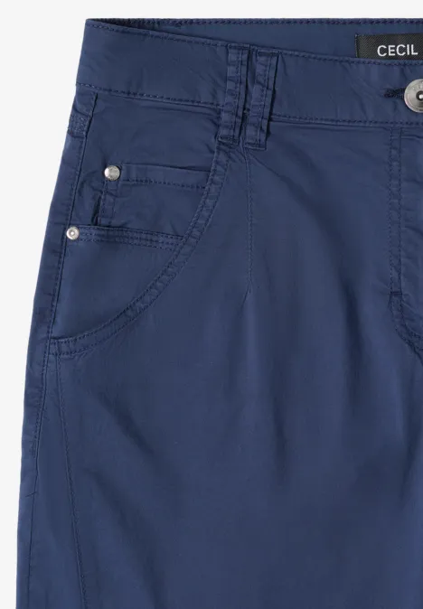 Mid Waist broek met wijde pijpen in casual pasvorm sporty denim blue