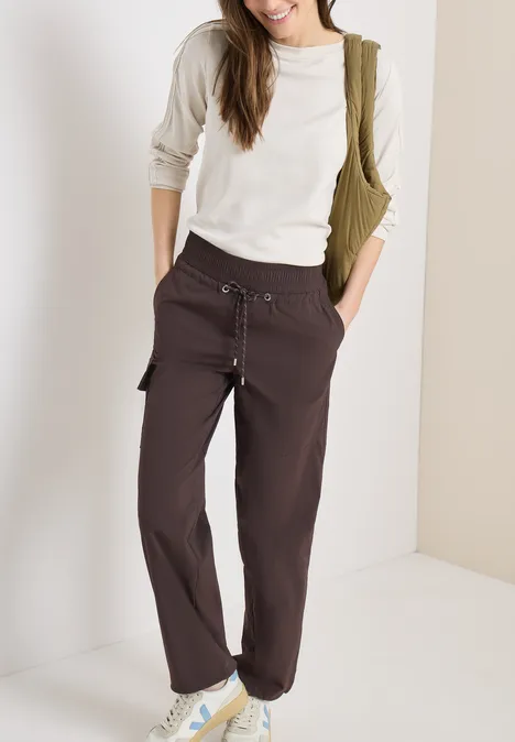 High Waist Straight Leg Hose im Loose Fit macchiato brown