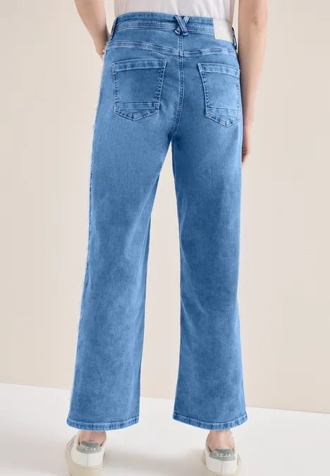 High Waist Wide Leg Jeans im Slim Fit light blue washed
