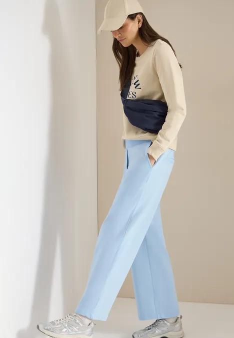 Spodnie z szerokimi nogawkami High Waist fresh water blue