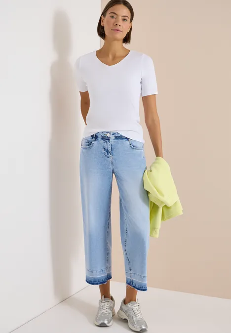 7/8 Wide Leg Jeans im Loose Fit light blue random bleached 7/8 Wide Leg Jeans im Loose Fit light blue random bleached
