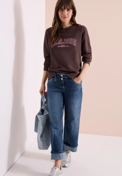 High Waist Wide Leg Jeans im Slim Fit mid blue wash