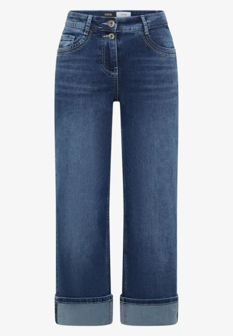 High Waist Wide Leg Jeans im Slim Fit mid blue wash