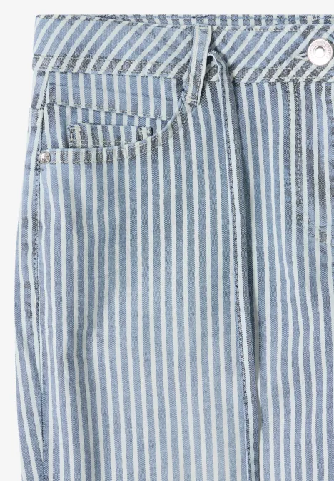 Wide Flared Leg Jeans mit Streifen mid blue wash