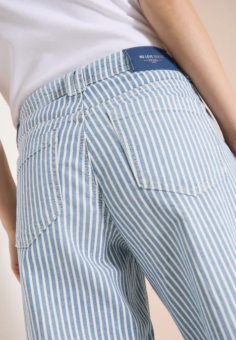 Wide Flared Leg Jeans mit Streifen mid blue wash