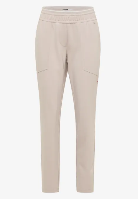 Pantalon Mid Waist Slim Leg en Casual Fit grain beige