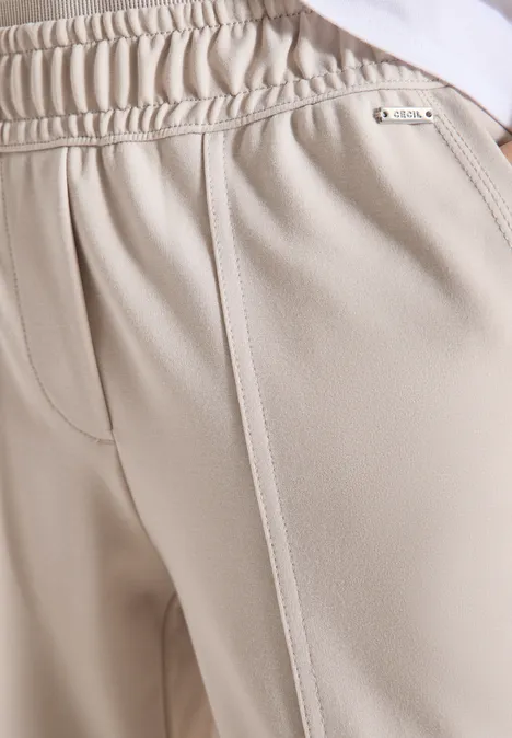 Pantalon Mid Waist Slim Leg en Casual Fit grain beige