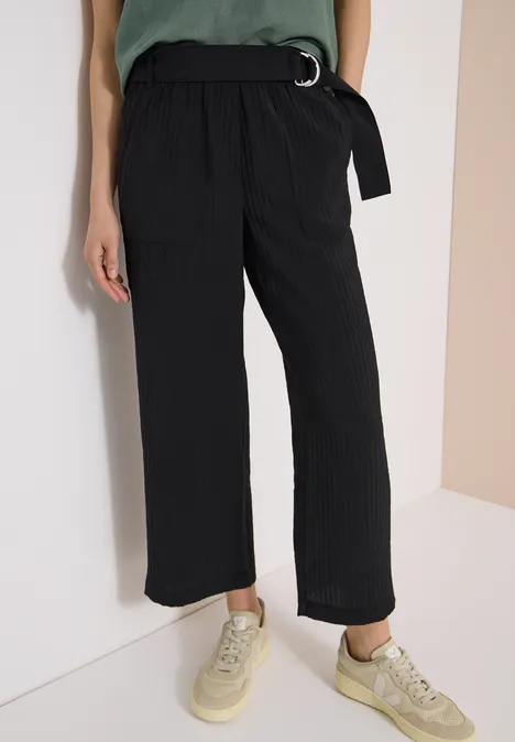 High Waist Wide Leg Hose im Loose Fit Black
