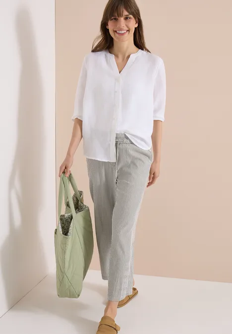 Wide Leg Hose in Seersuckerqualität khaki