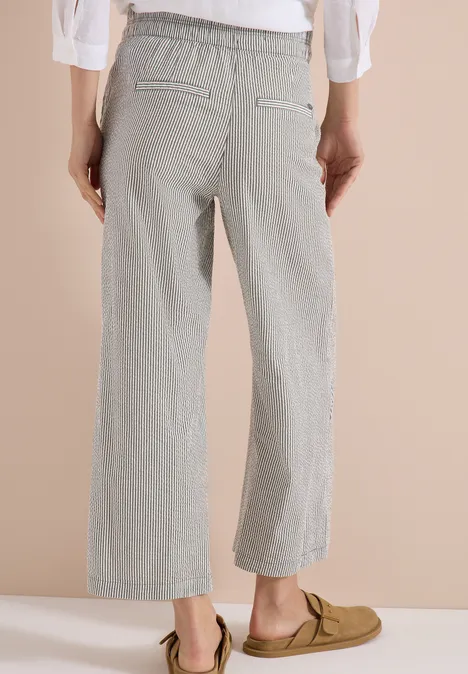 Wide Leg Hose in Seersuckerqualität khaki