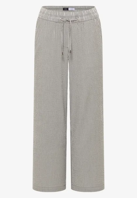 Wide Leg Hose in Seersuckerqualität khaki