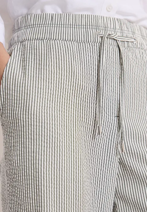 Wide Leg Hose in Seersuckerqualität khaki