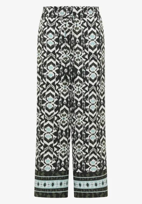 Wide Leg Hose im Loose Fit mit Print khaki Wide Leg Hose im Loose Fit mit Print khaki