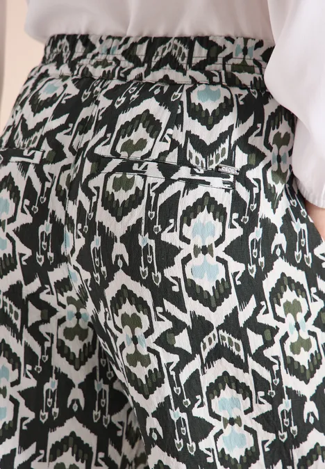 Wide Leg Hose im Loose Fit mit Print khaki Wide Leg Hose im Loose Fit mit Print khaki