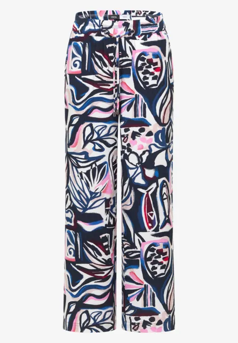 High Waist Wide Leg Hose mit Print universal blue