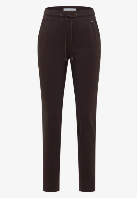 Pantalon de détente marron cintré à taille élastique et cordon de serrage