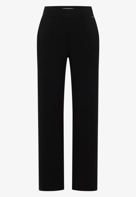Schwarze, gerade geschnittene Hose mit hoher Taille