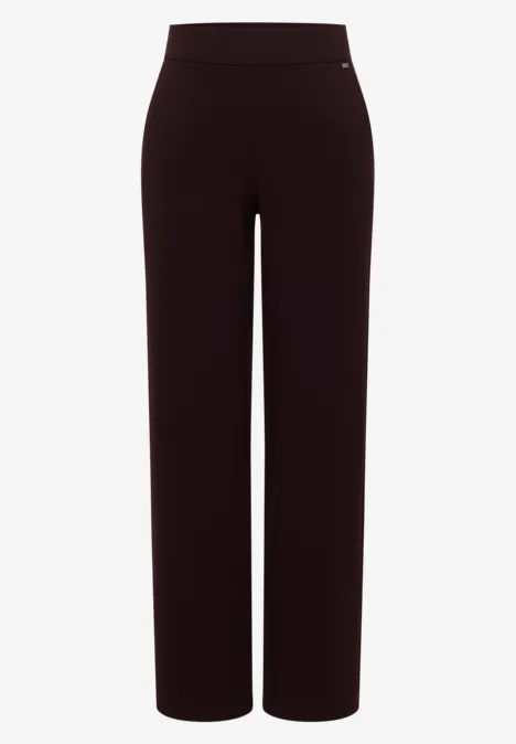 Schwarze, hochgeschnittene Damenhose mit geradem Bein und glattem Finish