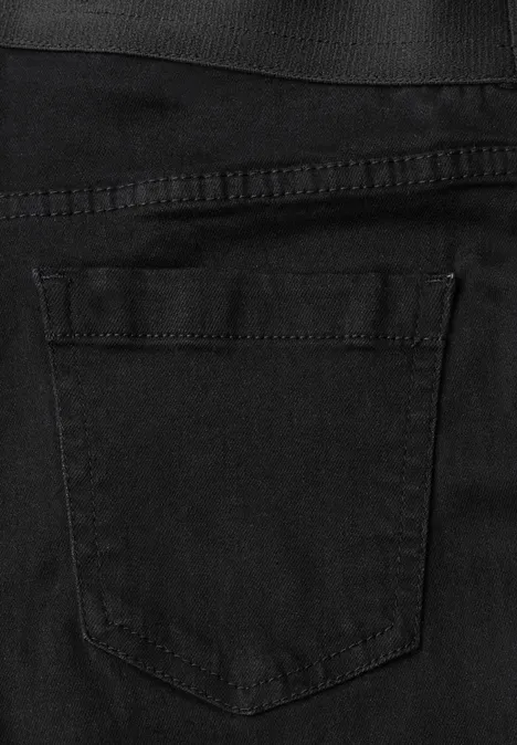 High Waist Skinny Leg Jeggings im Slim Fit Black Schwarze Denim-Jeans mit markanter Rückentasche.