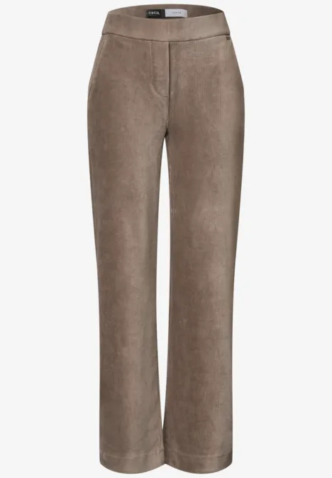 Braune Cordhose mit geradem Schnitt und hoher Taille.