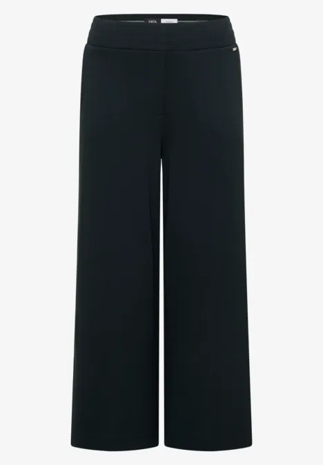 Zwarte, wijde broek met hoge taille en brede pijpen