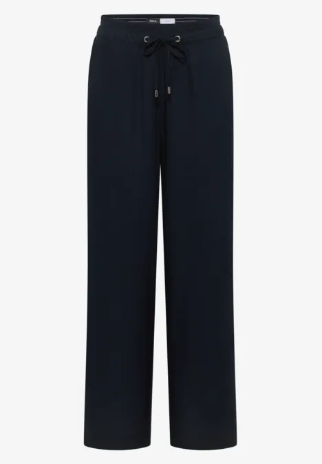 Wide Leg Hose mit tonalem Tape-Detail universal blue Schwarze, lockere Stoffhose mit Tunnelzugbund und geradem Schnitt.