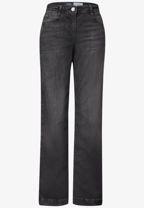 Jean noir taille haute à coupe droite