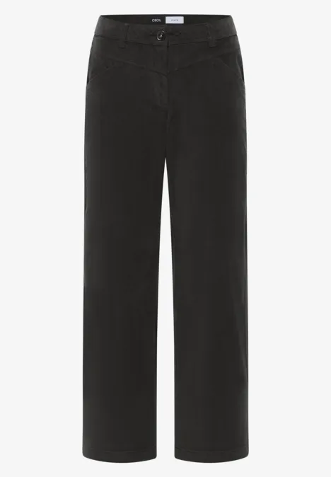 High Waist Wide Leg Hose im Loose Fit easy khaki Schwarze, locker geschnittene Hose mit weitem Bein und gerader Silhouette.