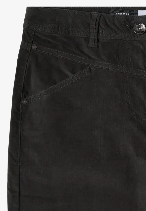 High Waist Wide Leg Hose im Loose Fit easy khaki Schwarze Jeanshose mit seitlicher Tasche und Knopfverschluss