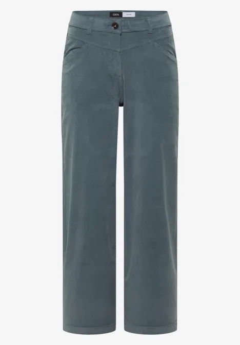 High Waist Wide Leg Hose im Loose Fit dove blue Graue, weite Damenhose mit hohem Bund und Knopfverschluss